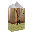 Colorful Stripes and Simple Flowers Pattern with Satin Bowtie & Handle Gift Bags with Tissue Paper - Yellow (12 Pack)