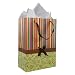 Colorful Stripes and Simple Flowers Pattern with Satin Bowtie & Handle Gift Bags with Tissue Paper - Yellow (12 Pack)
