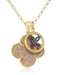 Coralia Leets Jewelry Design Bronze Druzy Rolo Chain Clover Charm Pendant Necklace, 10"