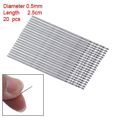 20 Pcs Straight Shank 0.5mm Diameter Metal Twisted Drill Bit Tip
