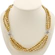 Handmade Golden Yellow Pearl Necklace With Antiqued Silver Beads