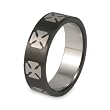 CLOSEOUT! Black Plated Stainless Steel Ring with Laser Crosses (6.8 mm) - Size 9 only!