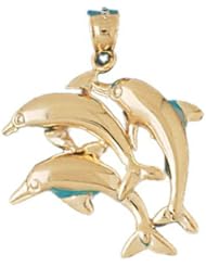 Dazzlers Solid 14 karats gold Dolphins Charm Pendant Available in three colors from jewelsberry (weights: 5.2 grams only)