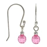 Sterling Silver Small Pink cz disco ball Earrings