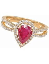 18K Yellow Gold Ruby and Diamond Ring -- LIFETIME WARRANTY