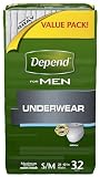 Depend Underwear for Men, Maximum Absorbency, Small Medium, 32-Count