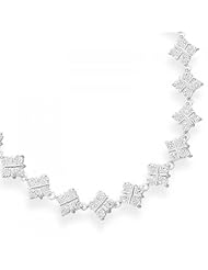 MMA Silver - 16 inch Rhodium Plated CZ Diamond Shaped Necklace