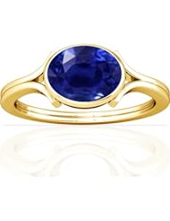 14K Yellow Gold Oval Cut Blue Sapphire Solitaire Ring