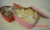 IMAGE OF Set of 2 Valentine Heart Tins with 6 oz each Mini Strawberry Shortcake and Mini Chocolate Almond Biscotti