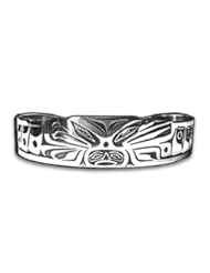 Sterling Silver Tribal Bird Northwest Coast Native American Bracelet. Made in USA.