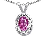 0.90 cts Genuine Oval Lab Created Pink Sapphire Pendant - 14kt White or Yellow Gold