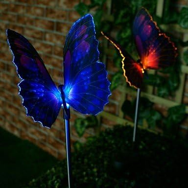 UR Outdoor Lights 1-LED Colorful Light LED Solar Light Fibre Optic Butterfly Stake Lights (2 pcs)