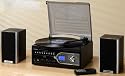 Steepletone SMC99r: Transfer Vinyl to MP3/USB Convert 4-in-1 Music Centre with turntable record player/CD/Radio - Black/Black panel colour