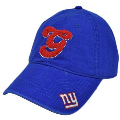 NFL New York Giants Royal Blue Red Women Ladies Garment Wash Chenille Hat Cap