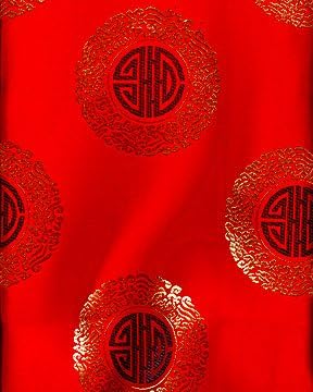 45" Chinese Brocade Fabric, Peking Red - by the yard