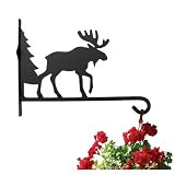 Moose w/ Pine Tree Plant Hanger - Wrought Iron