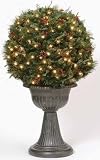 18" Pre-Lit Christmas Ball Topiary with Pine Cones - Clear Lights