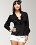 Ruffled Silky Long Sleeve Shirt - BLACK (M)