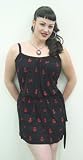 Sailor Jerry Anchor Repeat Drapey Dress Black Dress with Red Anchors