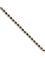 Sterling Silver Smokey Quartz and Diamond Bracelet
