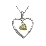 0.03 cttw Genuine Heart Shaped Pendant with a Diamond Heart Dangle in White Gold