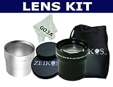 6 Pcs kit for Canon A650 IS A650IS, includes: 58mm 3.5X Telephoto + Tube Adapter + Carry case + Caps + Adapter ring(52-58mm)+ 1 Ultra Fine Microfiber Cleaning Cloth Goja Logo