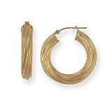 14k Gold Medium (M) Size Slow Twist Round 1(25mm) Hoop Earrings, HypoAllergenic