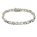 Sterling Silver Genuine Blue Topaz X-Link Bracelet