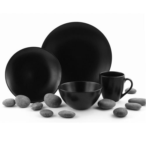 Lynns Granite Collection Stoneware 32Piece Dinnerware Set Black Sand saledinnersetware
