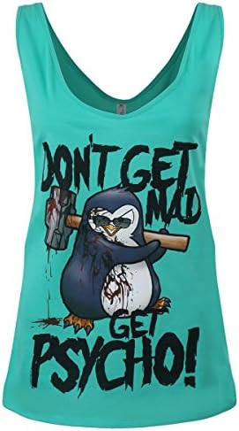 Psycho Penguin Don't Get Mad Drop Armhole Vest Turquoise