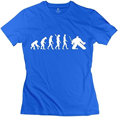 TGRJ Women's Tees - Classic Evolution Hockey Goalie T-shirt RoyalBlue Size XS