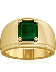 14K Yellow Gold Emerald Cut Emerald Solitaire Ring