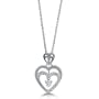 Sterling Silver Necklace Cubic Zirconia CZ Double Heart Pendant