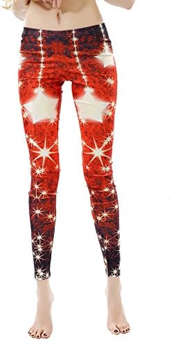 Red Firework Christmas Leggings for Women Workout Yoga Tighs Slimming Shaper