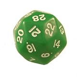 30 Sided Green Dice Polyhedral in Black Suedine Pouch