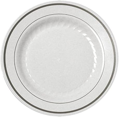 375 Pieces Plastic China Plate Silverware Combo for 75 people WHITE with SILVER Reflection Masterpiece Like