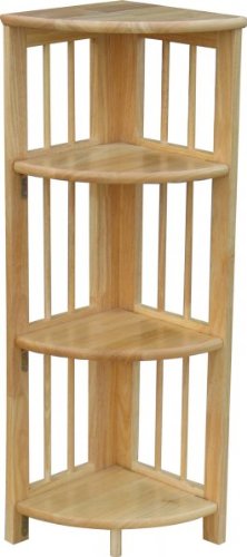4 Tier Folding Corner Bookcase (Natural) (38