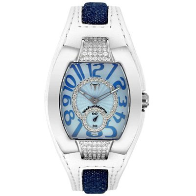 TechnoMarine Women's Butterfly Semi-Pave 1.03ct Diamond Leather Watch