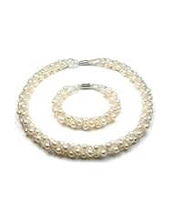 Blue Pearls - Twisted cultured pearl Necklace and Bracelet Set - BPS 0139 Y