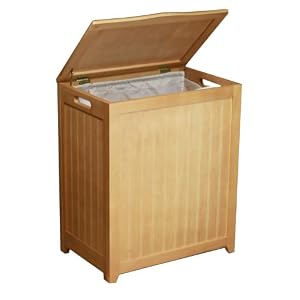 Oceanstar RHP0109N Rectangular Laundry Wood Hamper with Interior Bag