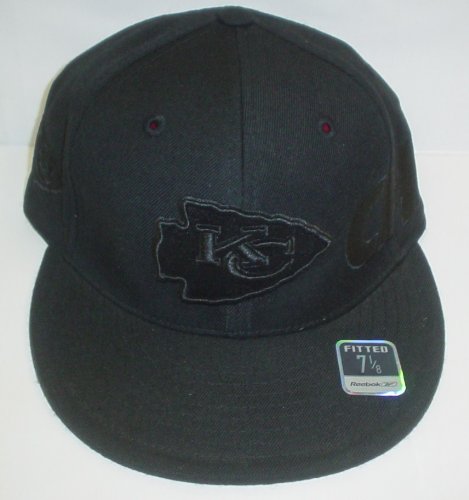 Kansas City Chiefs Flat Bill Fitted Reebok Hat Size 7 1/8