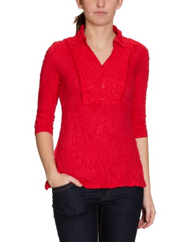 TOM TAILOR Damen Poloshirt 15120810970/carry crinkle polo, Gr. 42 (XL), Rot (4163) Preisvergleich