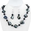 Dark Blue Faux Shell Crystal Necklace and Earrings Set