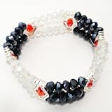 Crystal Clear Beads with Rhinestone Divider Bracelet Black /FC-B2009
