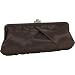 J. Furmani Satin Clutch w/ Rhinestone Clasp (Chocolate Brown)