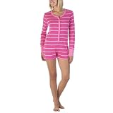 Xhilaration® Long-Sleeve Sleep Union Shortie Bright Pink Stripe