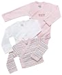Gerber Long Sleeve Side Snap Onesies, 3 Pack, Girls, Newborn