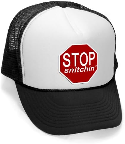 STOP SNITCHIN - hip hop rap funny joke Mesh Trucker Cap Hat, Black