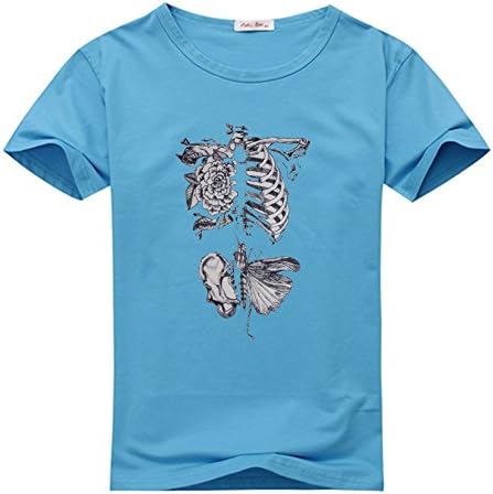 Zery Ben Mens T-Shirts Skeletons Art, X-Large Blue