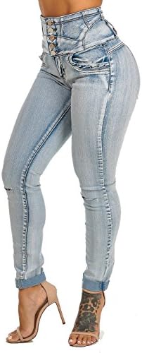 Vior High Waisted Butt Lifting Levanta Cola Slit Knee Skinny Jeans 10721K